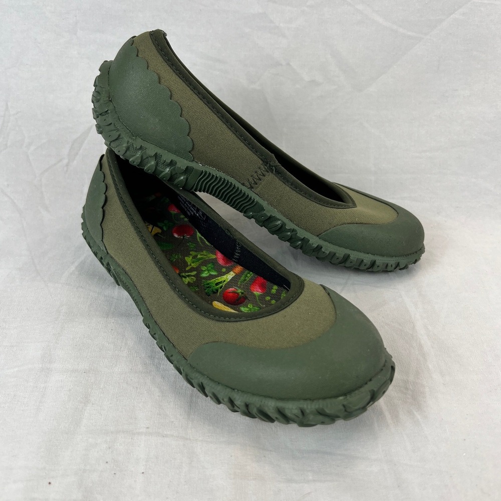 Muck Boot Co Women Slip‎ On Garden Shoes Flats Green Waterproof Outdoors Sz 5